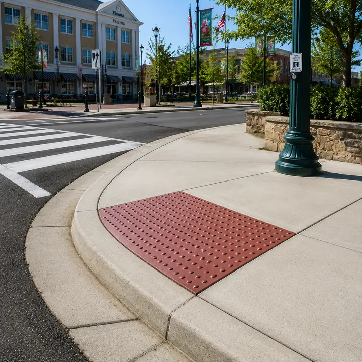 AM Developers LLC installed tactile warning surfaces with truncated dome paving, ADA curb ramps, and concrete accessibility upgrades in Vienna VA