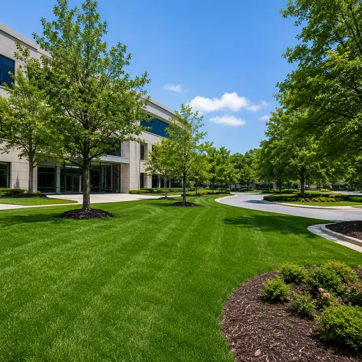 AM Developers LLC installed commercial high-acreage sod, office campus lawns, commercial green space, and landscaped tree lawns in Rockville