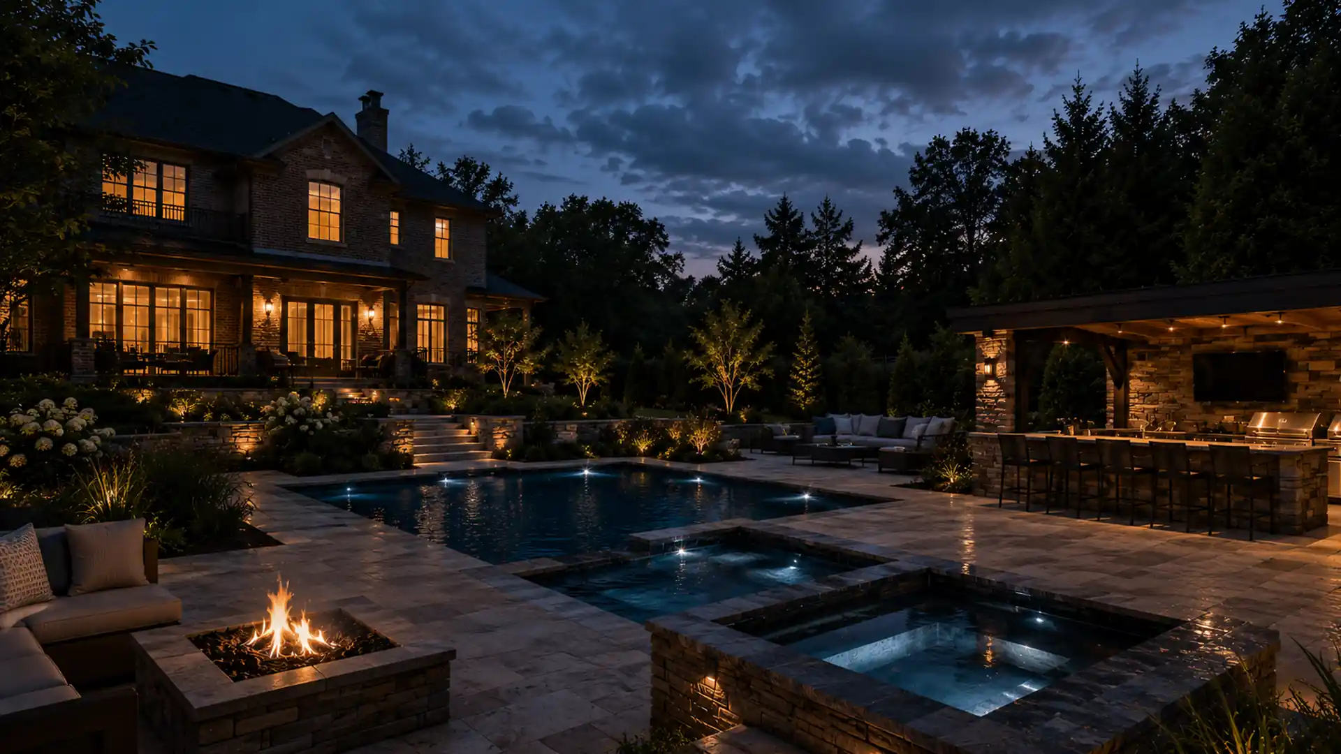custom luxury pool construction spa builder design build patio outdoor living pergola cabana kitchen built by Bowie MD 20721 by the highest rated pool builder AM DEVELOPERS LLC a contractor in Rockville MD that serves PG County MD near Woodmore residential subdivision.